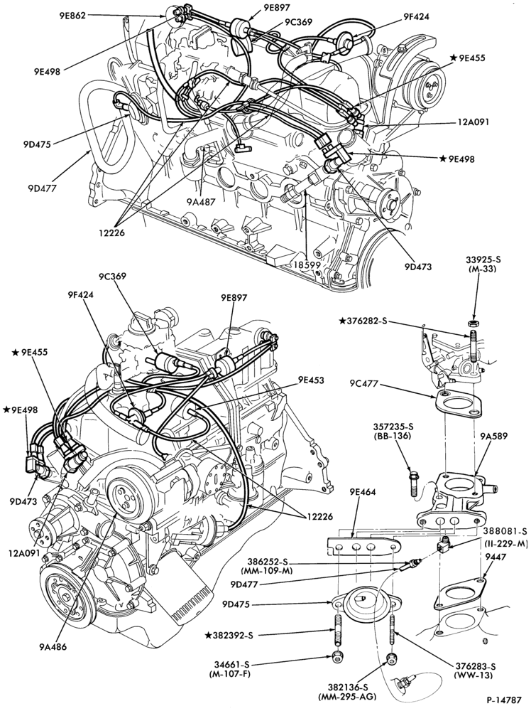 Схема 6 CYL. 3.3L (200 C.I.D.)-recirculation (E.G.R.)- w/high altitude carburetor