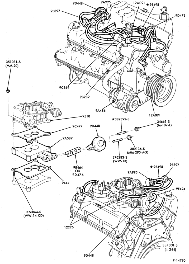 Схема 8 CYL. 5.8L (351 C.I.D.)-M-GAS-F100/350 and U150