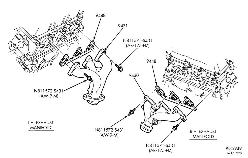 Схема 6 CYL. 3.0L - EXC. SOHC-Manifold & related parts - exhaust