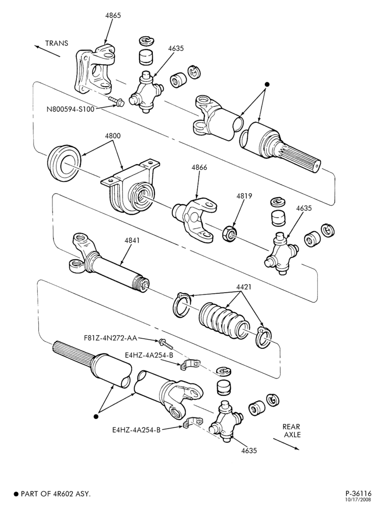 Схема DRIVESHAFTS-DRIVESHAFTS- 4x4 - 4R100 - 156" or 158"- XLT - LARIAT-F250SD/350SD