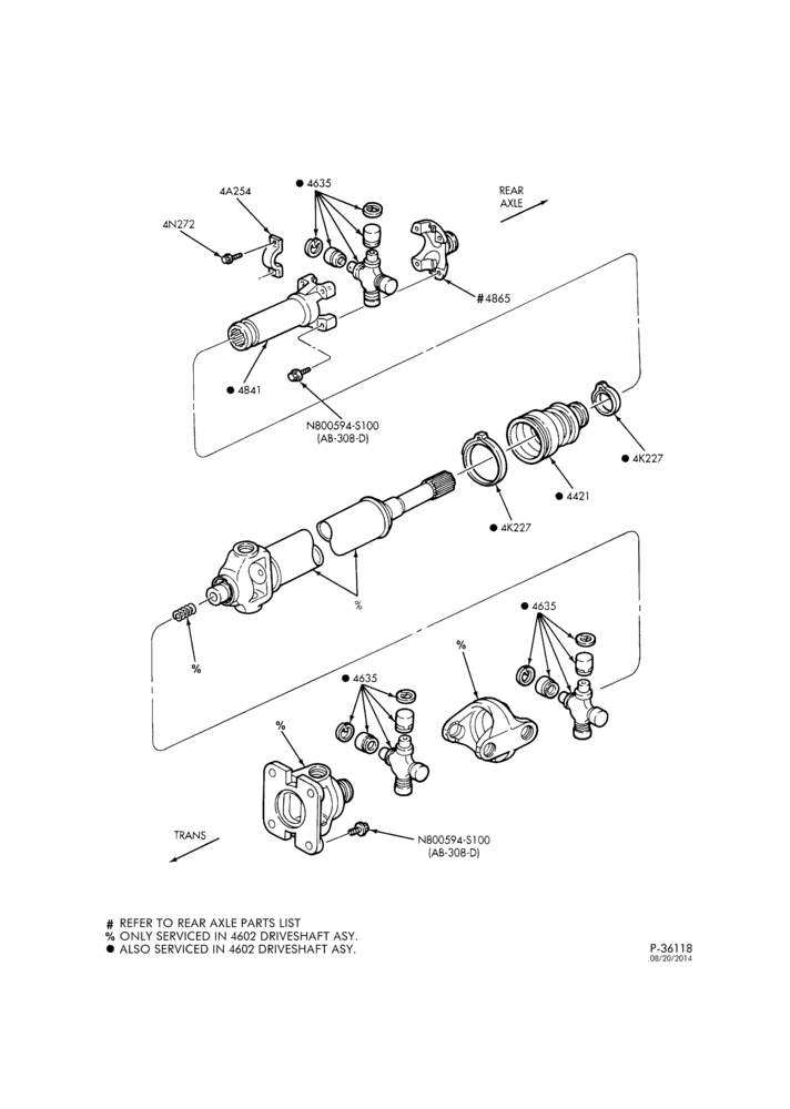 Схема DRIVESHAFTS-DRIVESHAFTS- 4x4 - 4R100, M50D-ZF trans - 137" or 142" W.B.-F250SD/350SD