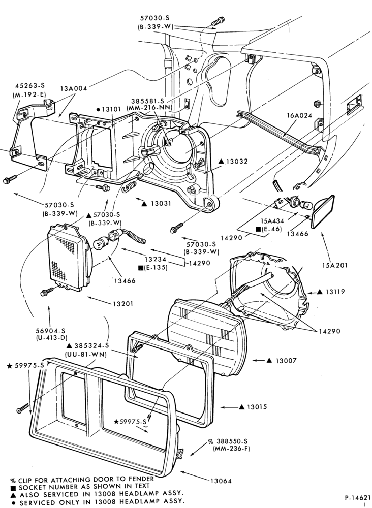 Схема LAMPS-Headlamp, parking and front fender side marker lamp