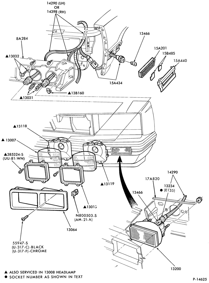 Схема LAMPS-Headlamps, parking & fender side marker lamps- Capri