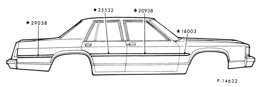 Схема BODY SIDE MOULDING - PRESSURE SENSITIVE - BODY TYPE 54