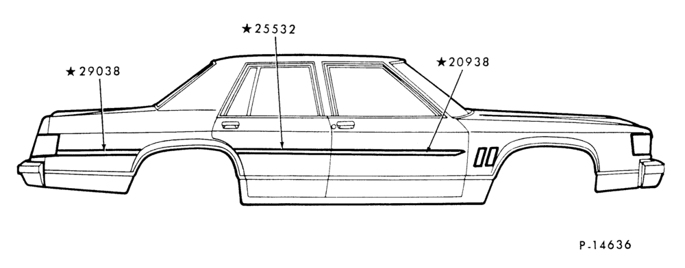 Схема BODY SIDE MOULDING - PRESSURE SENSITIVE - BODY TYPE 54