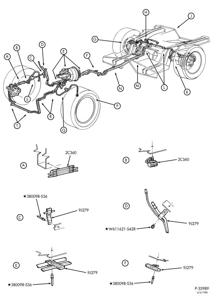 Схема BRAKES-Brake system - with ABS - without T/C - 6 cyl. 3.8L - Page A