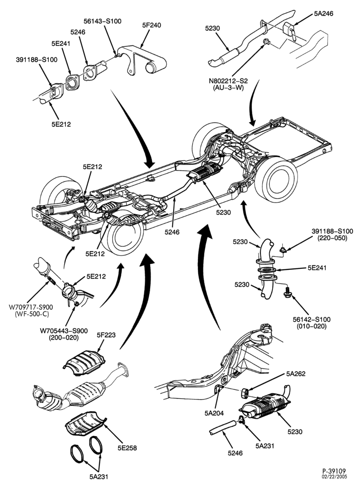 Схема FRAME-(A,MA) 8 CYL. 4.6L SINGLE EXHAUST 50 STATES & CANADA