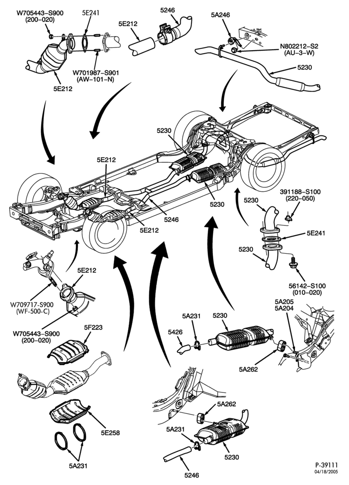Схема FRAME-(A) 8 CYL. 4.6L DUAL EXHAUST POLICE 50 STATES & CANADA