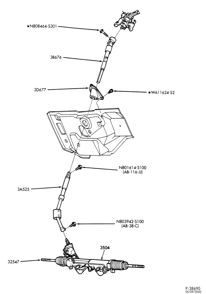 Схема 5R55E TYPE-EXTERNAL PARTS - Steering column - Page B-B (RHD Postal)