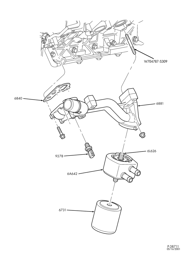 Схема 8 CYL. 5.4L-Oil filter, adapter, oil cooler & pressure switch - NGV