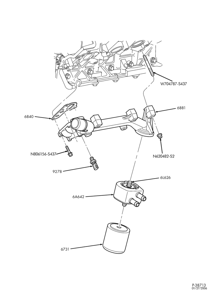 Схема 10 CYL. 6.8L-Oil filter, oil filter adaptor, oil cooler & pressure switch-E350/550
