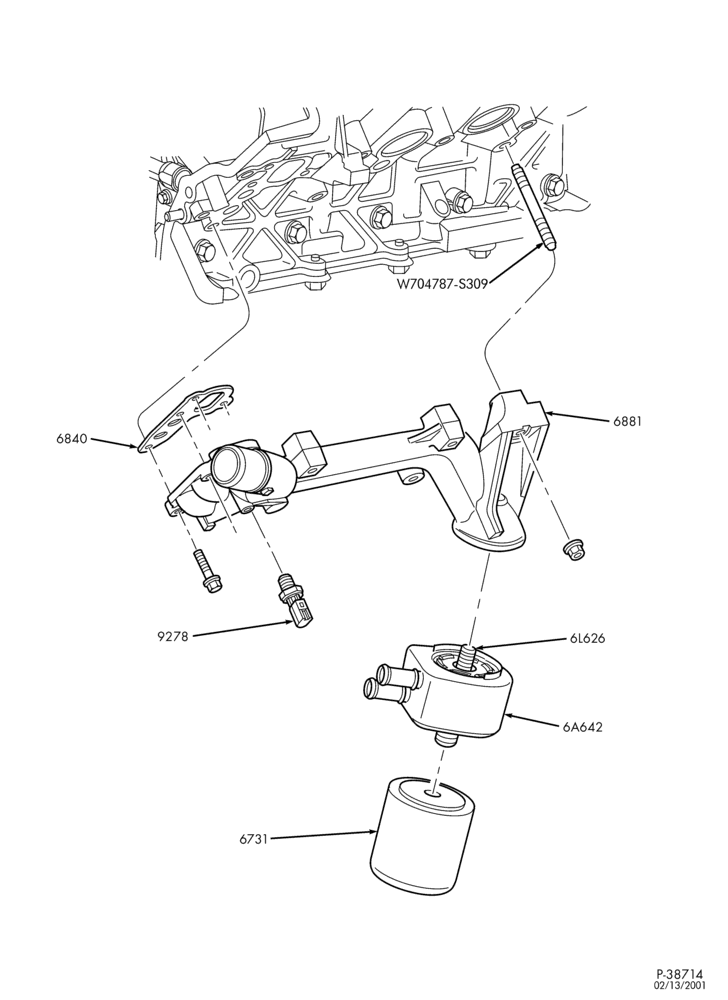 Схема 10 CYL. 6.8L-Oil filter, oil filter adaptor, oil cooler assembly & pressure switch-L1