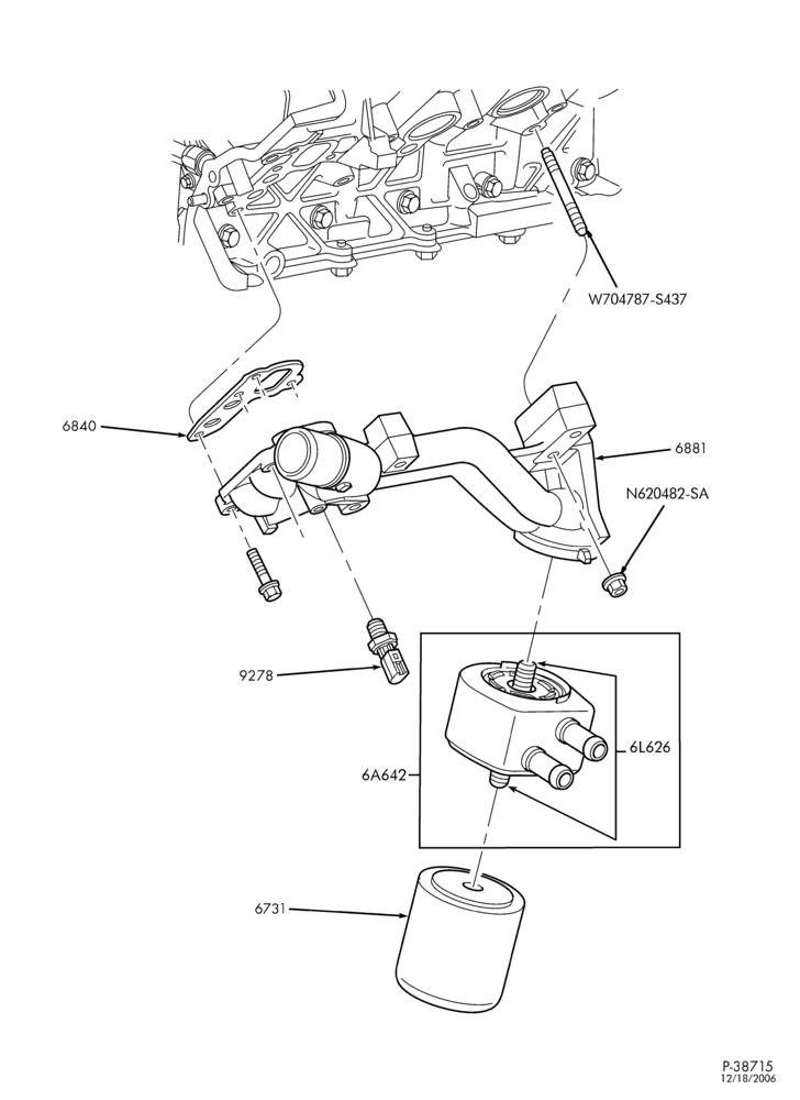 Схема 8 CYL. 5.4L-Oil filter, adapter, oil cooler & pressure switch - exc. NGV