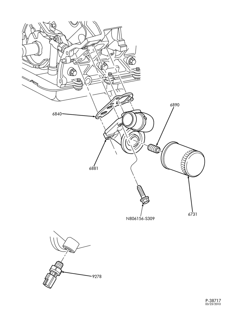 Схема 8 CYL. 4.6L-Oil filter adaptor - with front block mounted oil filter-F150