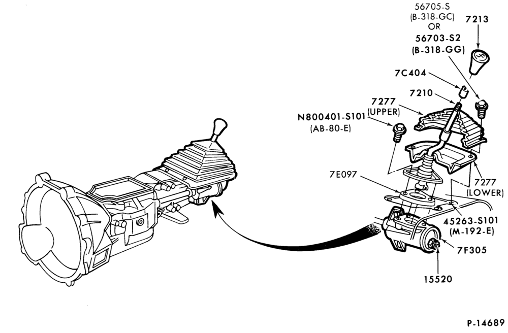 Схема EXTERNAL PARTS-Gearshift mechanism- SROD trans.-4/S
