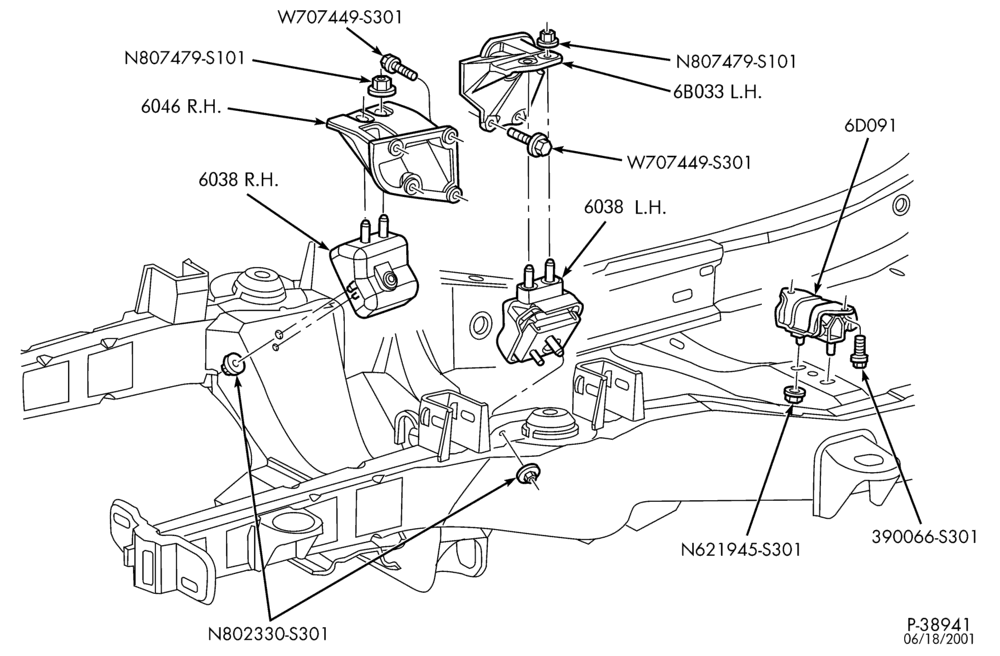 Схема 4 CYL. 2.3L-Engine supports & insulators - front & rear-R
