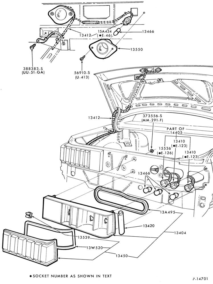 Схема LAMPS-Rear lamp, license plate and related parts- Mustang