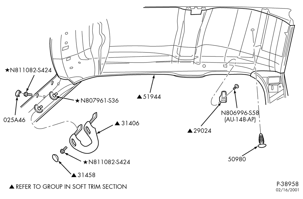 Схема SOFT, INTERIOR TRIM-Interior trim - roof trim - SuperCab-F150