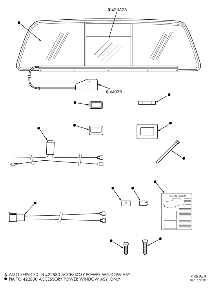 Схема LIFT/TAILGATE, BACK-OF-CAB, BACK WINDOW-Accessory power rear sliding window-F250SD/550SD
