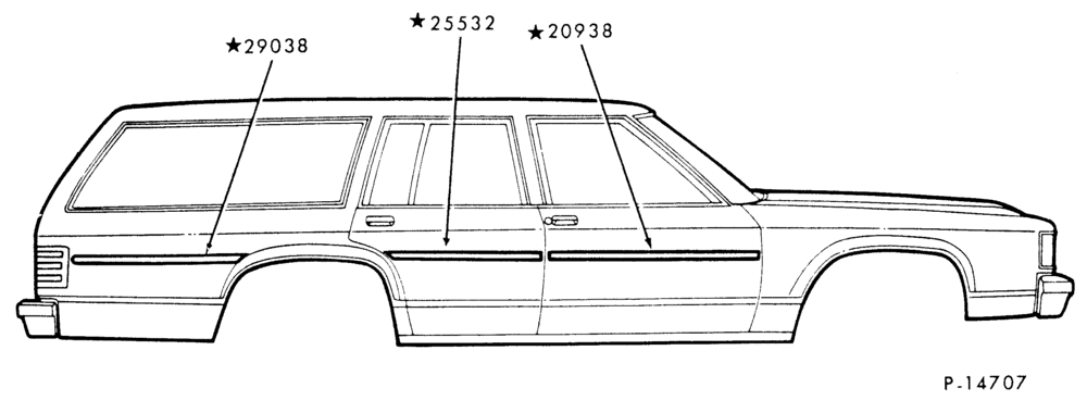 Схема BODY SIDE MOULDING - PRESSURE SENSITIVE - BODY TYPE 74H