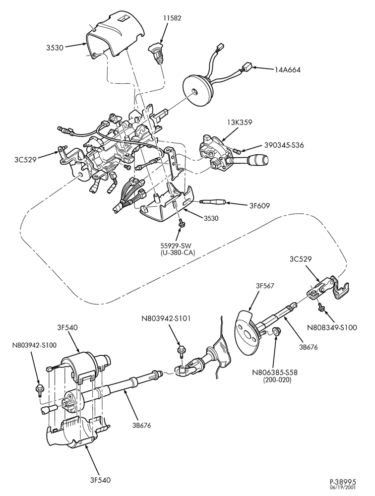 Схема STEERING-Steering column - floor shift