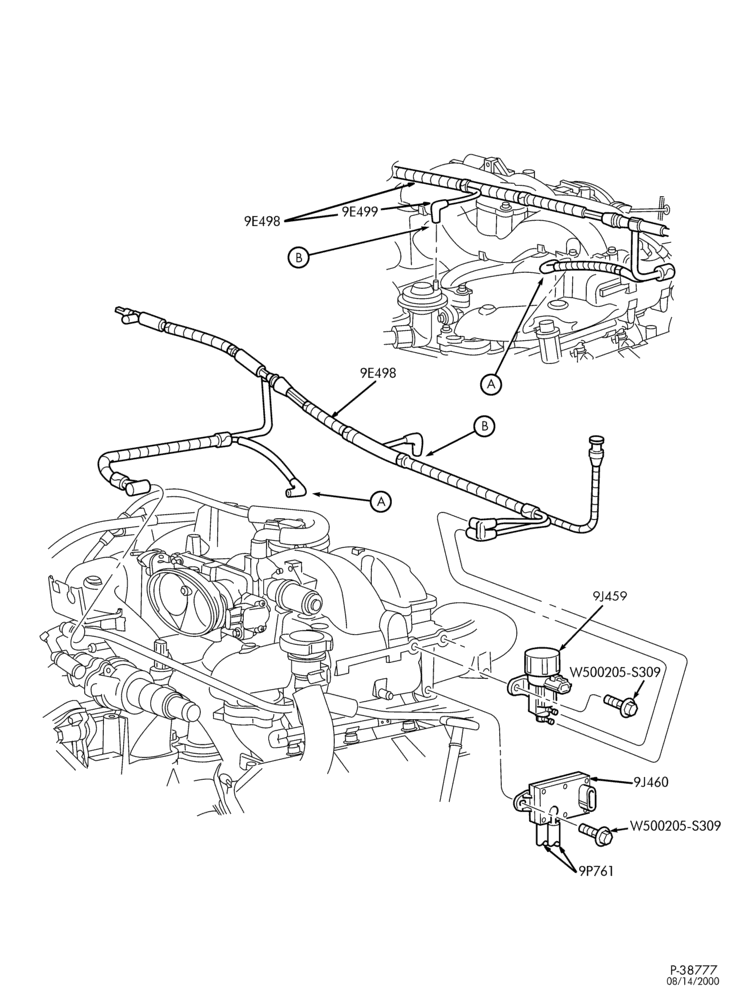 Схема FUEL TANK AND LINES-Emission vacuum control - connector assembly