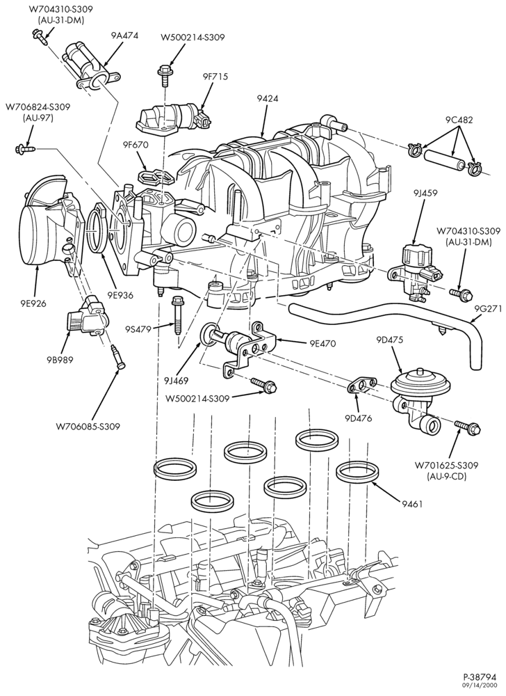 Схема 6 CYL. 4.0L - SOHC-Intake manifold & throttle assembly