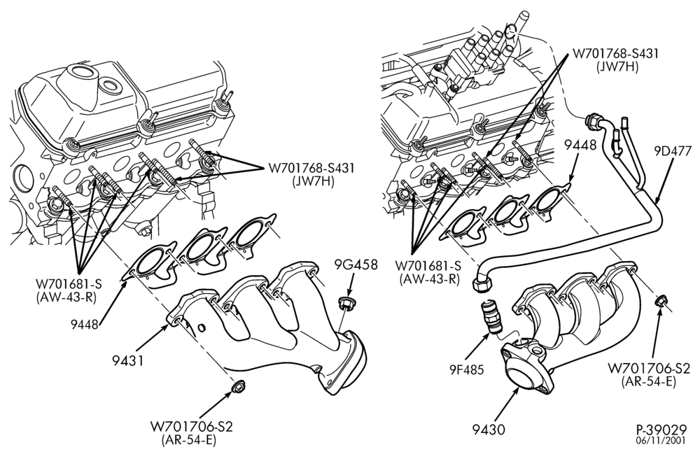 Схема 6 CYL. 4.2L - GAS-Exhaust manifold