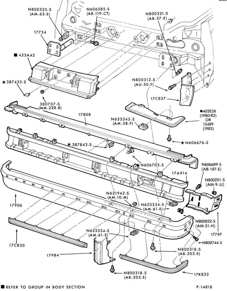 Схема SPEEDOMETER, BUMPERS, MIRRORS AND WIPERS-Bumper - rear- Mercury