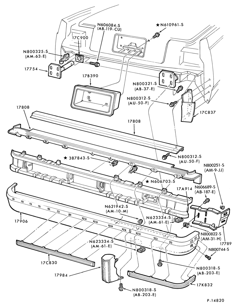 Схема SPEEDOMETER, BUMPERS, MIRRORS AND WIPERS-Bumper - rear- Ford