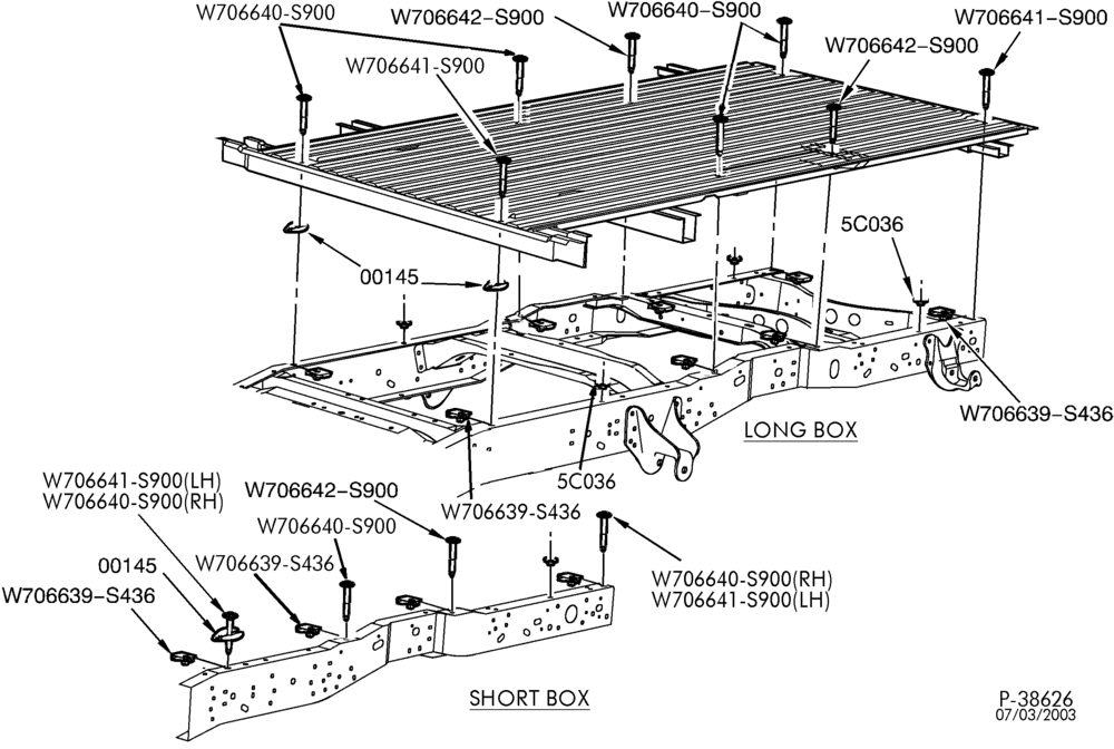Схема EXHAUST-Pickup box to frame installation-F250SD/550SD