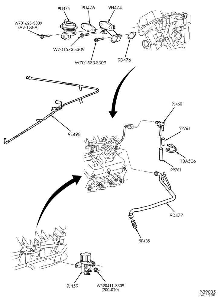 Схема 6 CYL. 4.2L - GAS-Emission system - exhaust gas recirculation (E.G.R.)