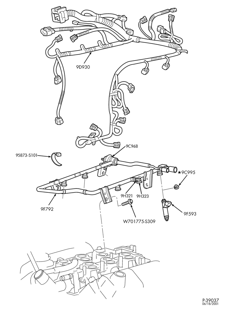 Схема 6 CYL. 4.2L - GAS-Fuel injection system charge assembly
