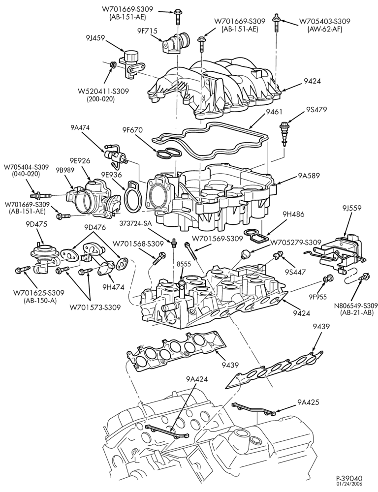 Схема 6 CYL. 4.2L - GAS-Intake manifold & related parts