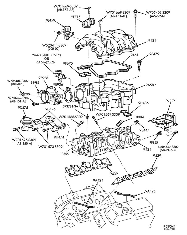 Схема 6 CYL. 4.2L - GAS-Intake manifold & related parts