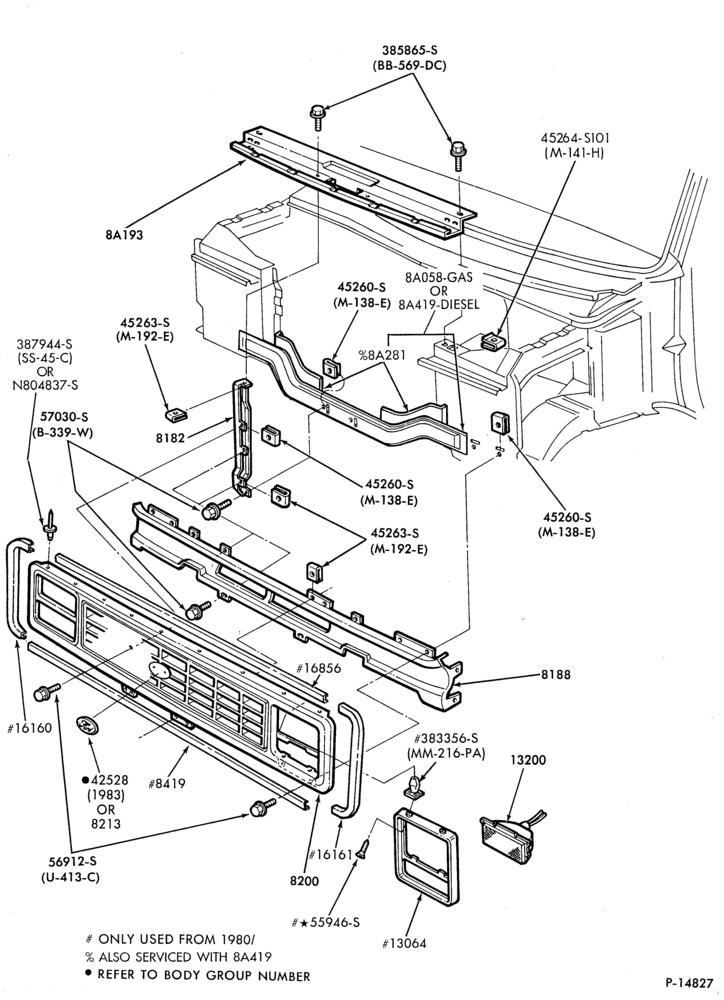 Схема RADIATOR GRILLE AND RELATED PARTS-Grille-E100/350