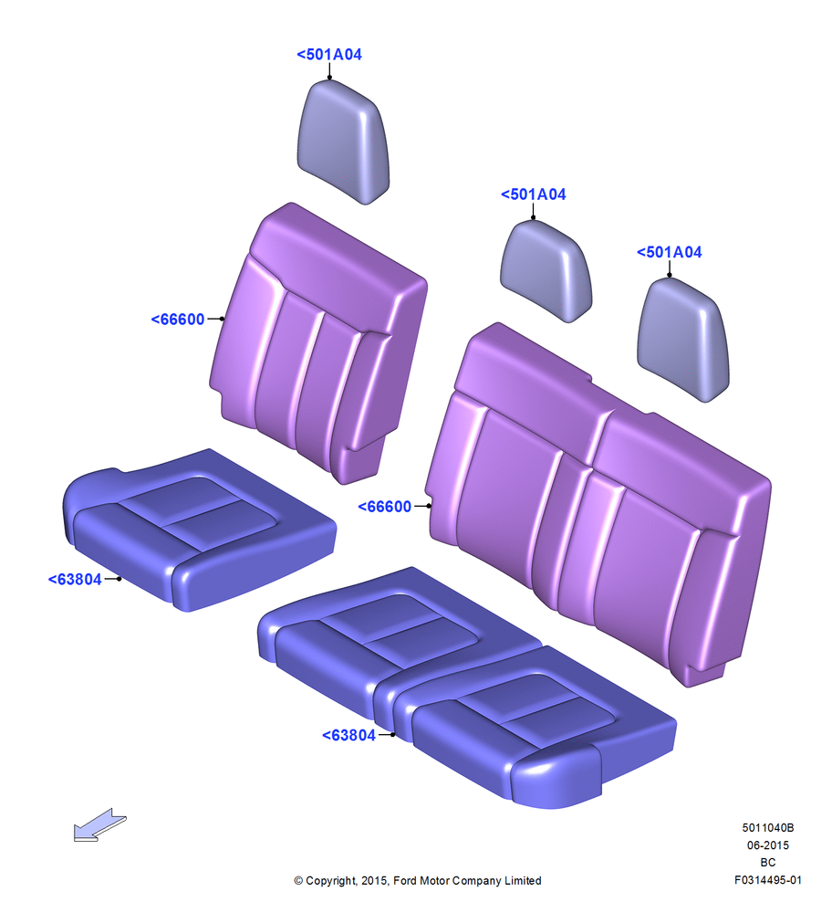 Схема Rear Seat Covers, Crew Cab, Second Row Bench Seat-Fold Back; 13.07.2015