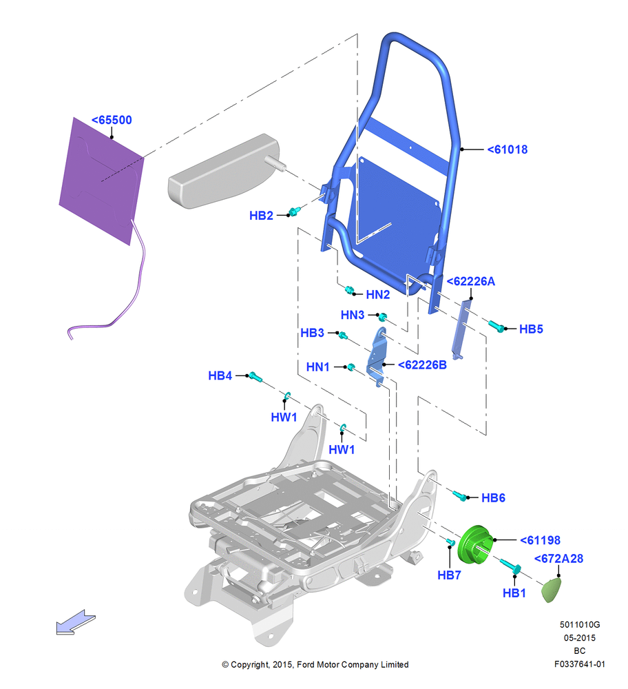 Схема Спинка переднего сиденья, With Captain Chair Front Seats, With Driver Single High Back Seat, With Single Drv.H/B & Pass L/B Seat, With Sngle.H/B Drv/Dual L/B Pass.St, Driver; 13.07.2015