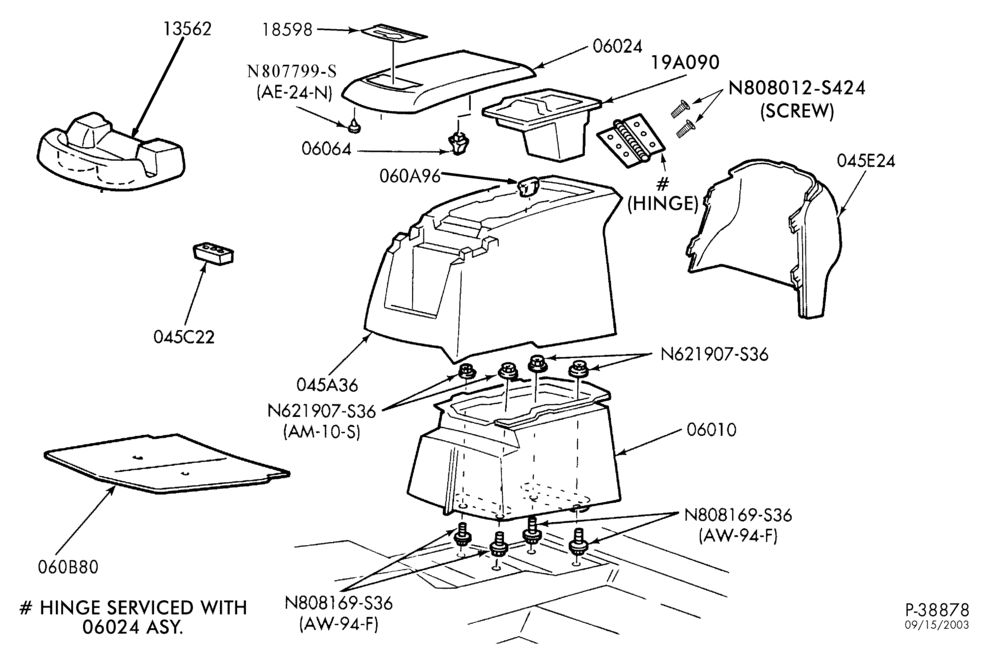 Схема Консоль, DASH, WINDSHIELD-Floor console & related parts-F250SD/550SD