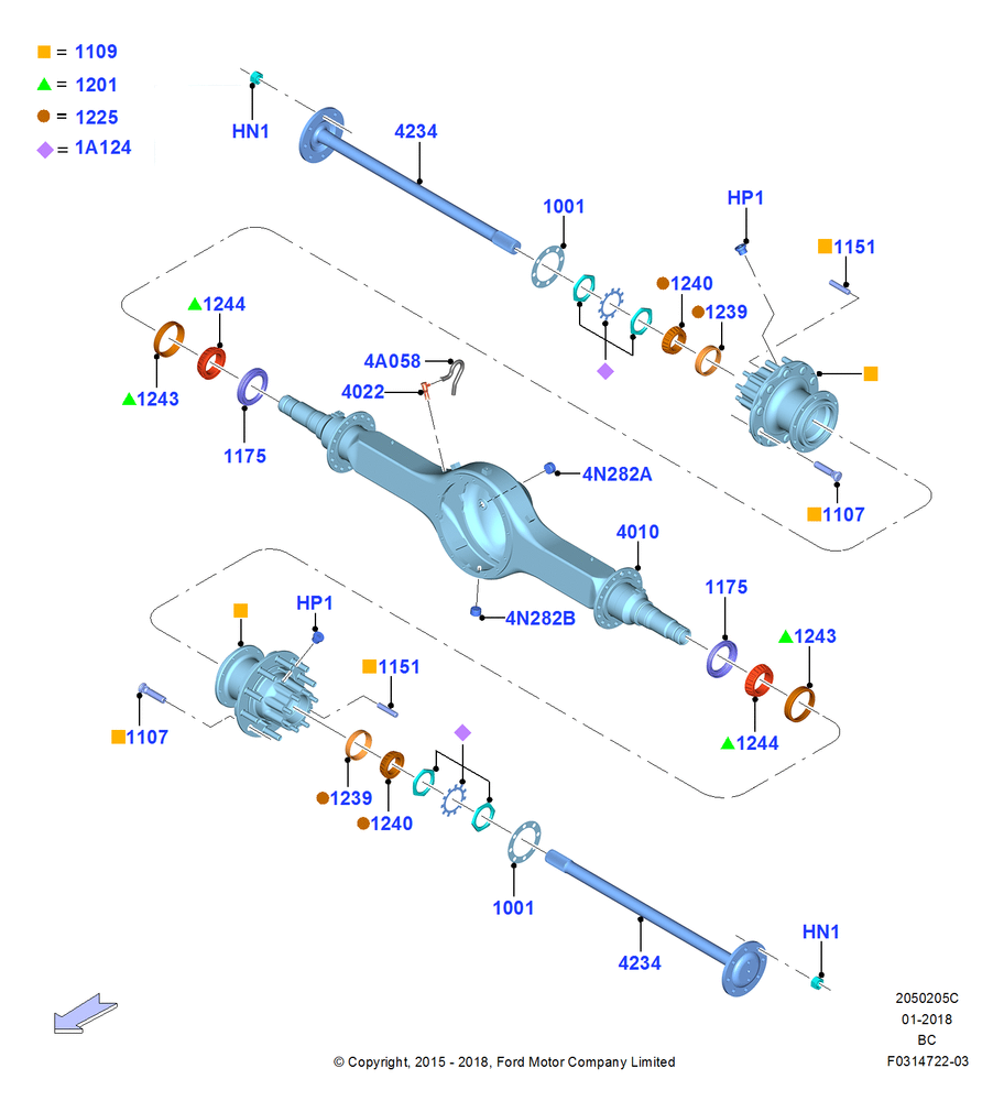 Схема Задний мост, Rear Axle Single Speed, 19,000 LB Rear Axle Assy; 13.07.2015