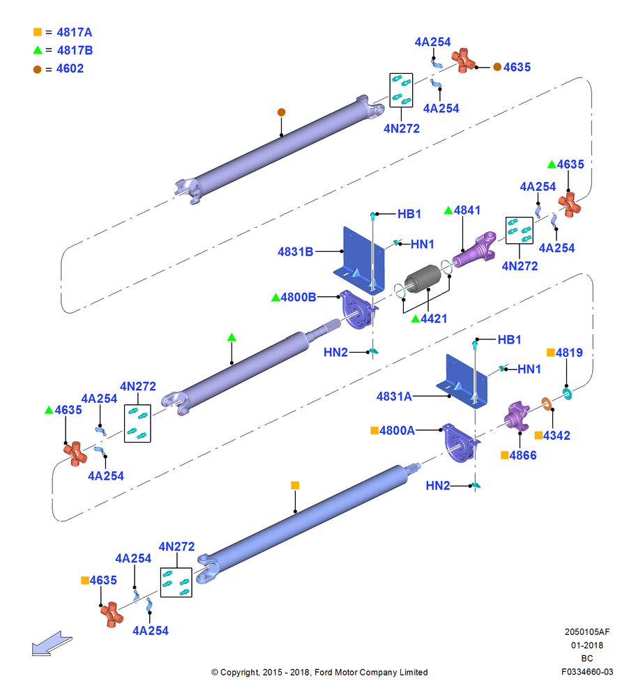Схема Приводные валы заднего моста, 200"/5085MM Wheelbase, Regular Cab, 212 Wheelbase, Driveshaft Dana Base; 13.07.2015
