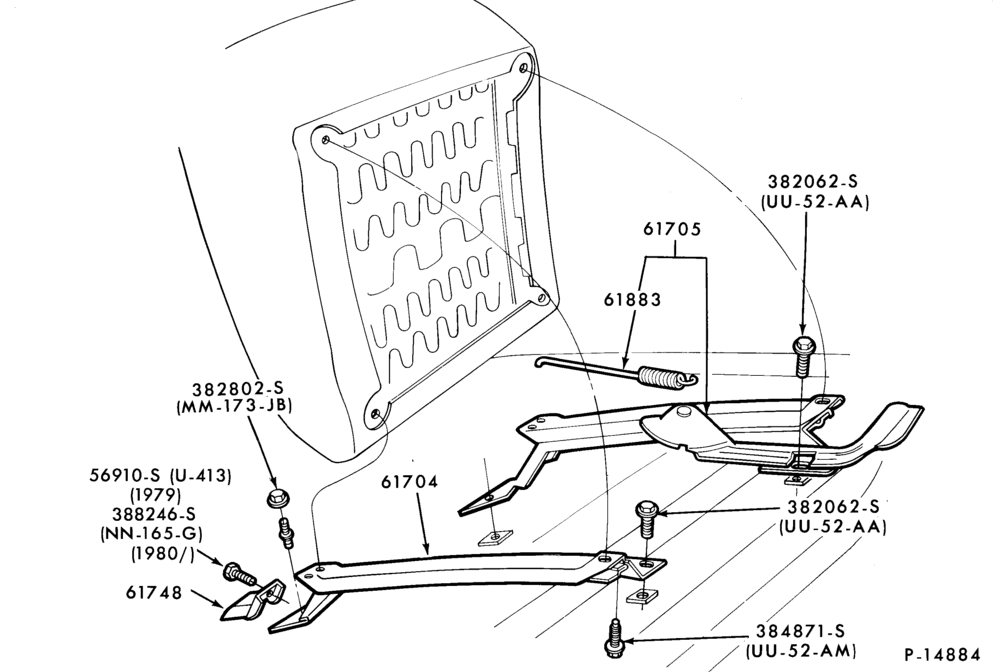 Схема SEATS AND SEAT BELTS-Front seat parts - lower half - driver
