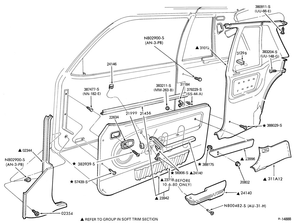 Схема SOFT, INTERIOR TRIM-Interior trim panels - body type 66 - Mustang