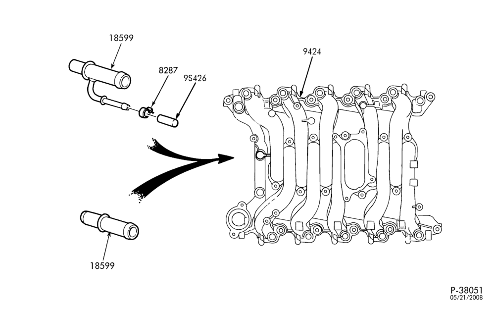 Схема HEATERS-Intake manifold heater inlet tube - 10 cyl. 6.8L-E250/450 (Stripped Chassis,Cu