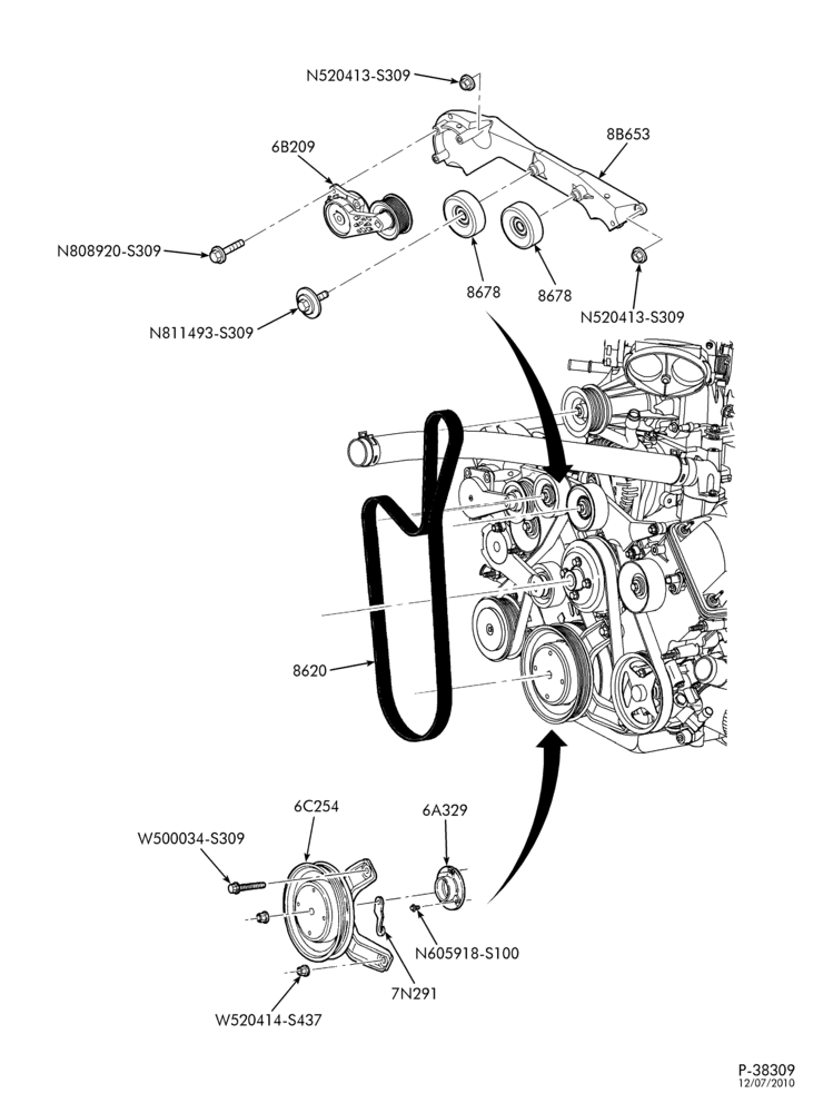Схема Радиатор, GRILL AND COOLING-Supercharger drive-F150 Lightning
