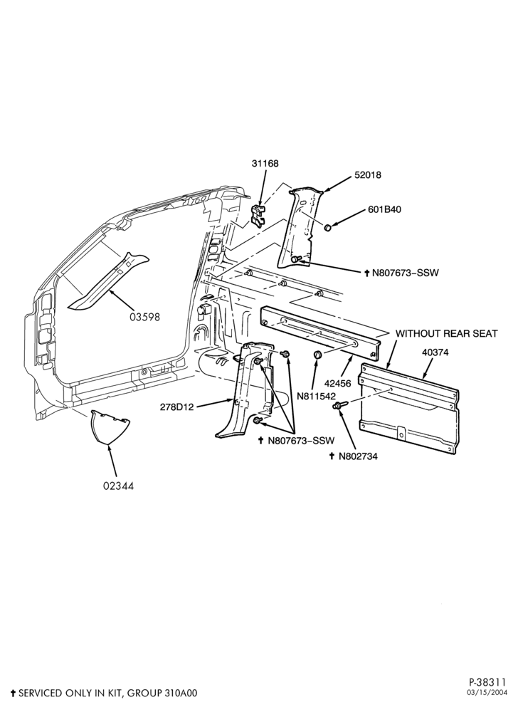 Схема SOFT, INTERIOR TRIM-Interior trim - rear quarter - SuperCab-F150/250