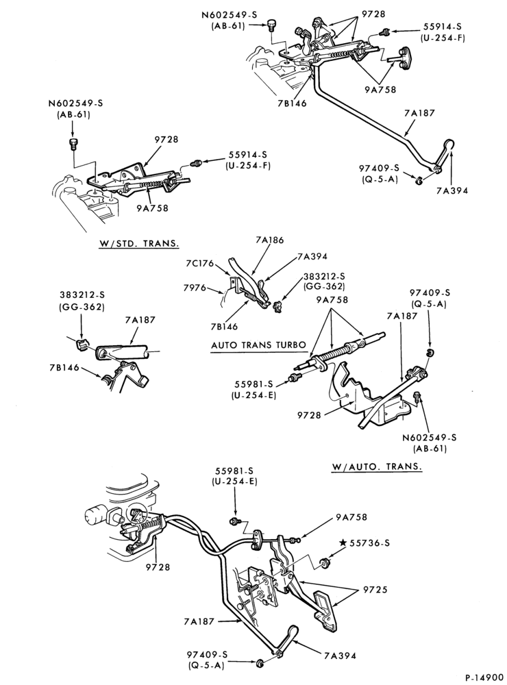 Схема 4 CYL. 2.3L (140 C.I.D.) - TC (TURBO)-Accelerator linkage