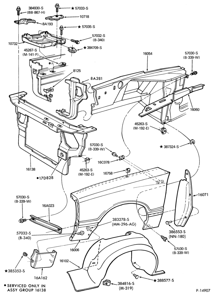 Схема FENDERS AND HOODS-Fender and apron sheet metal