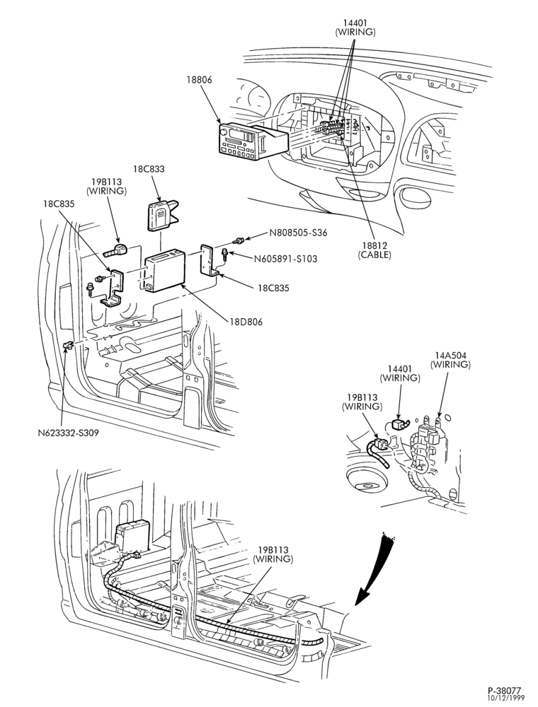 Схема RADIOS-Radio, CD player & wiring - behind rear seat-F150 (SuperCrew)