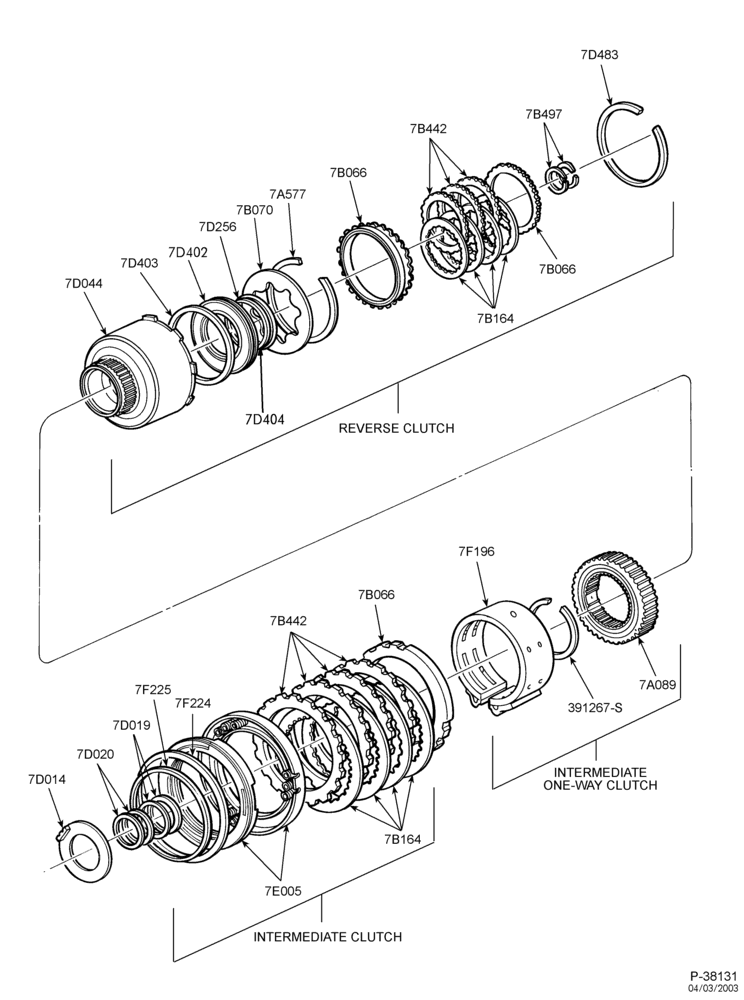 Схема 4R70W TYPE - INTERNAL PARTS-Intermediate clutch, overdrive band & reverse clutch